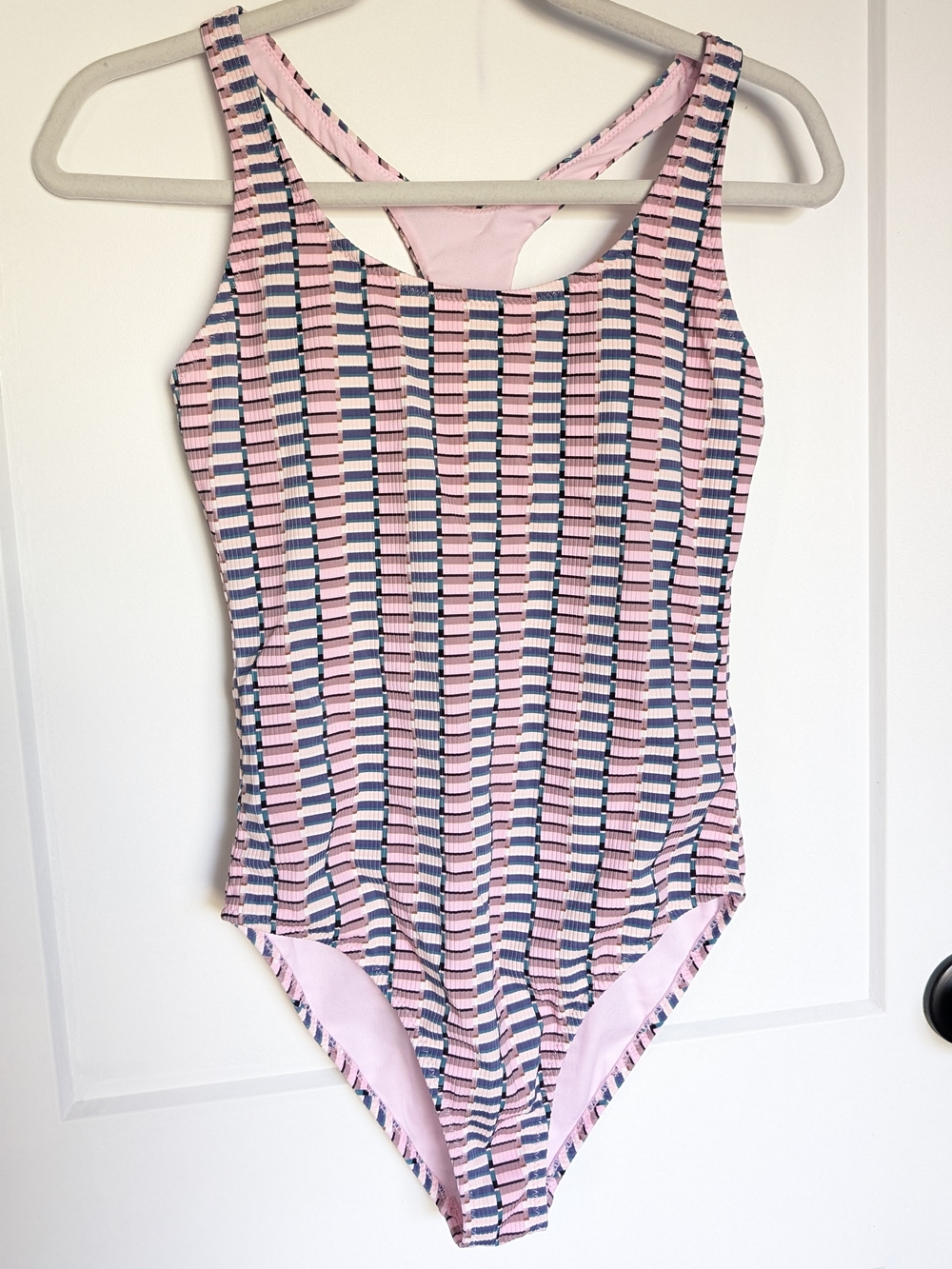 Raisins Pink and Teal Striped One-Piece Swimsuit